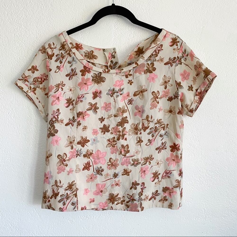 Mode de Paris Vintage Cropped Floral Top Size Small